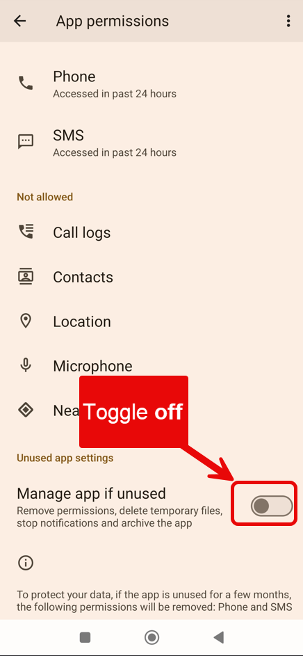 KDE Connect Manage app if unused toggle