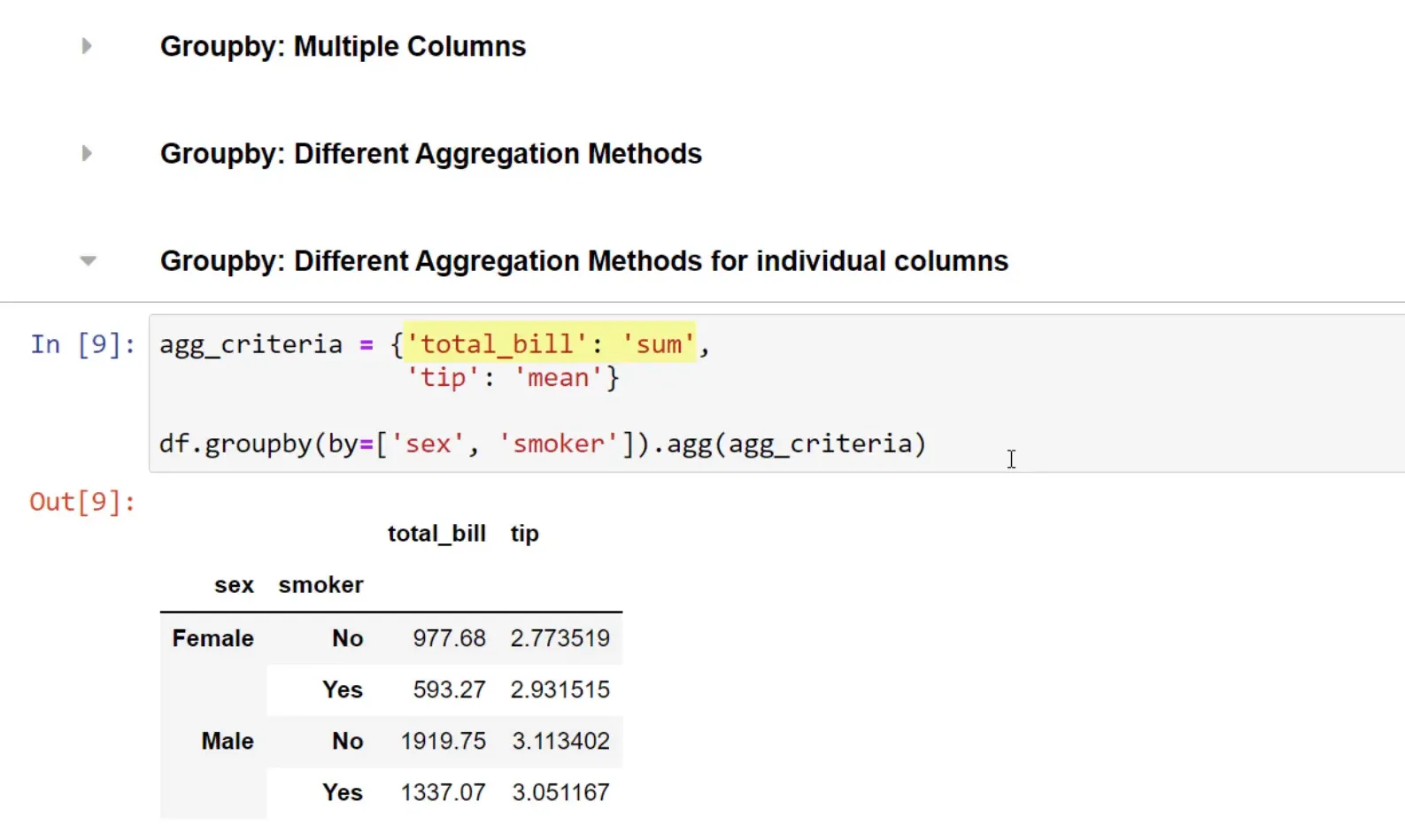 Using GroupBy function with aggregation