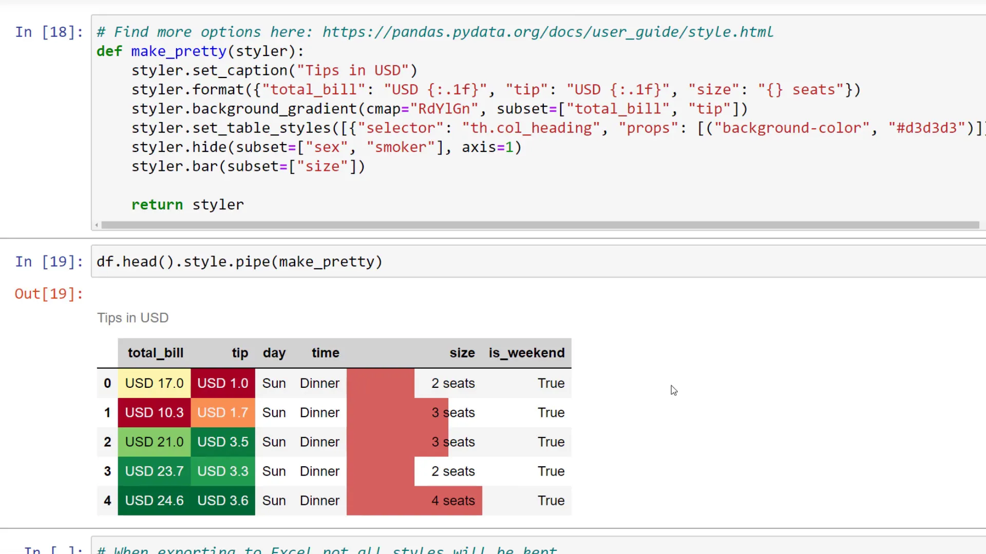 Applying styles to DataFrame