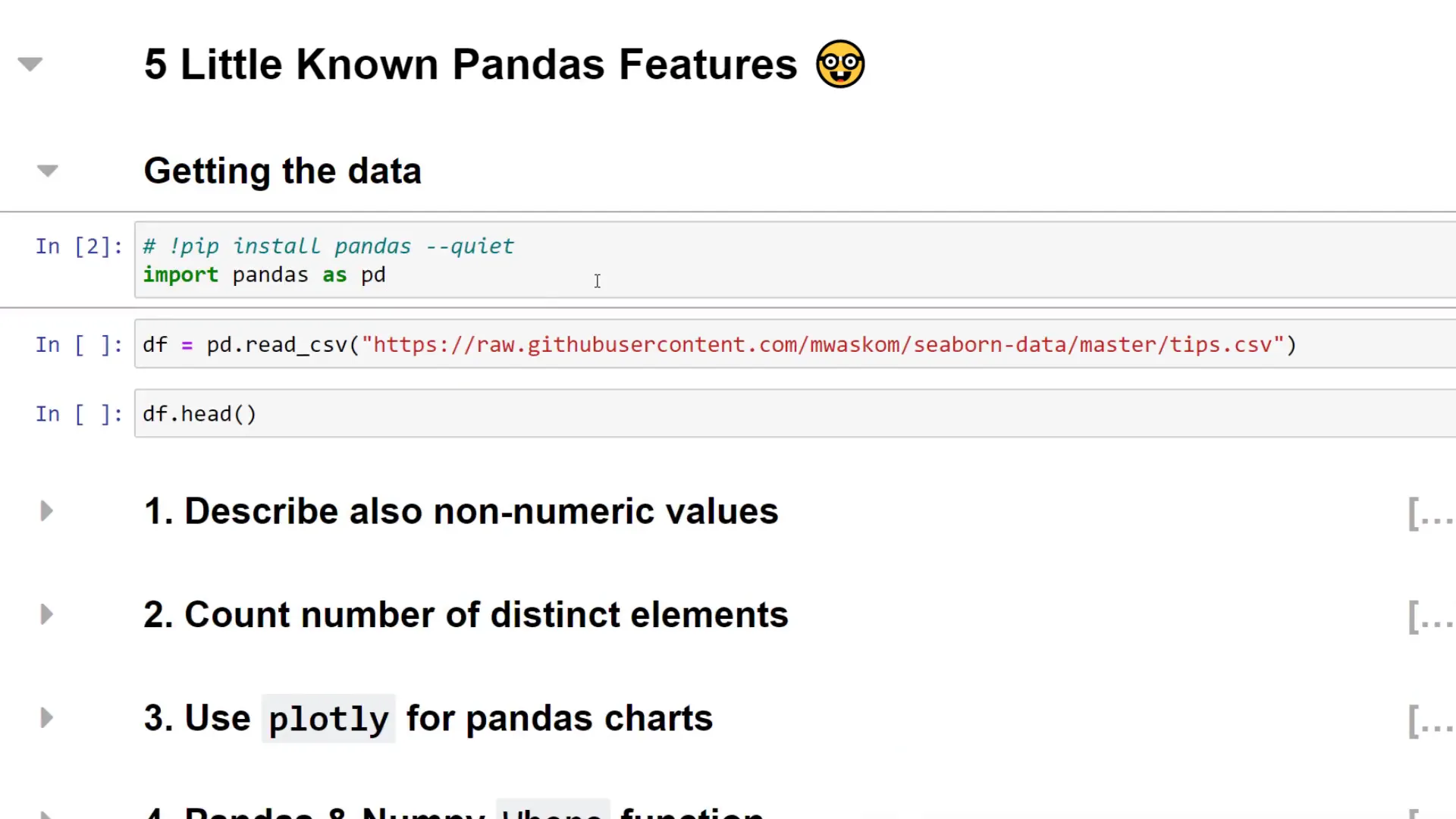 Loading demo dataset in Pandas