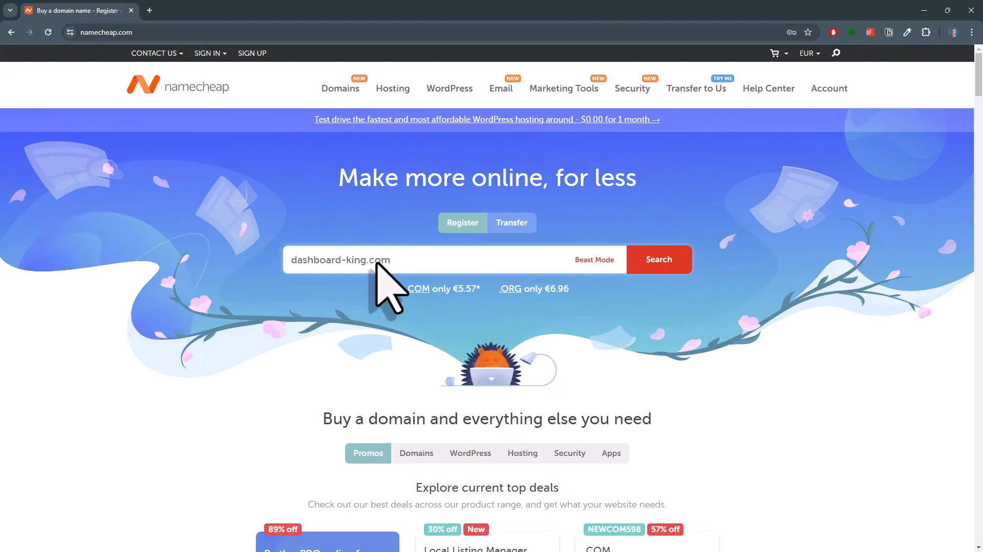 Purchasing a domain from Namecheap