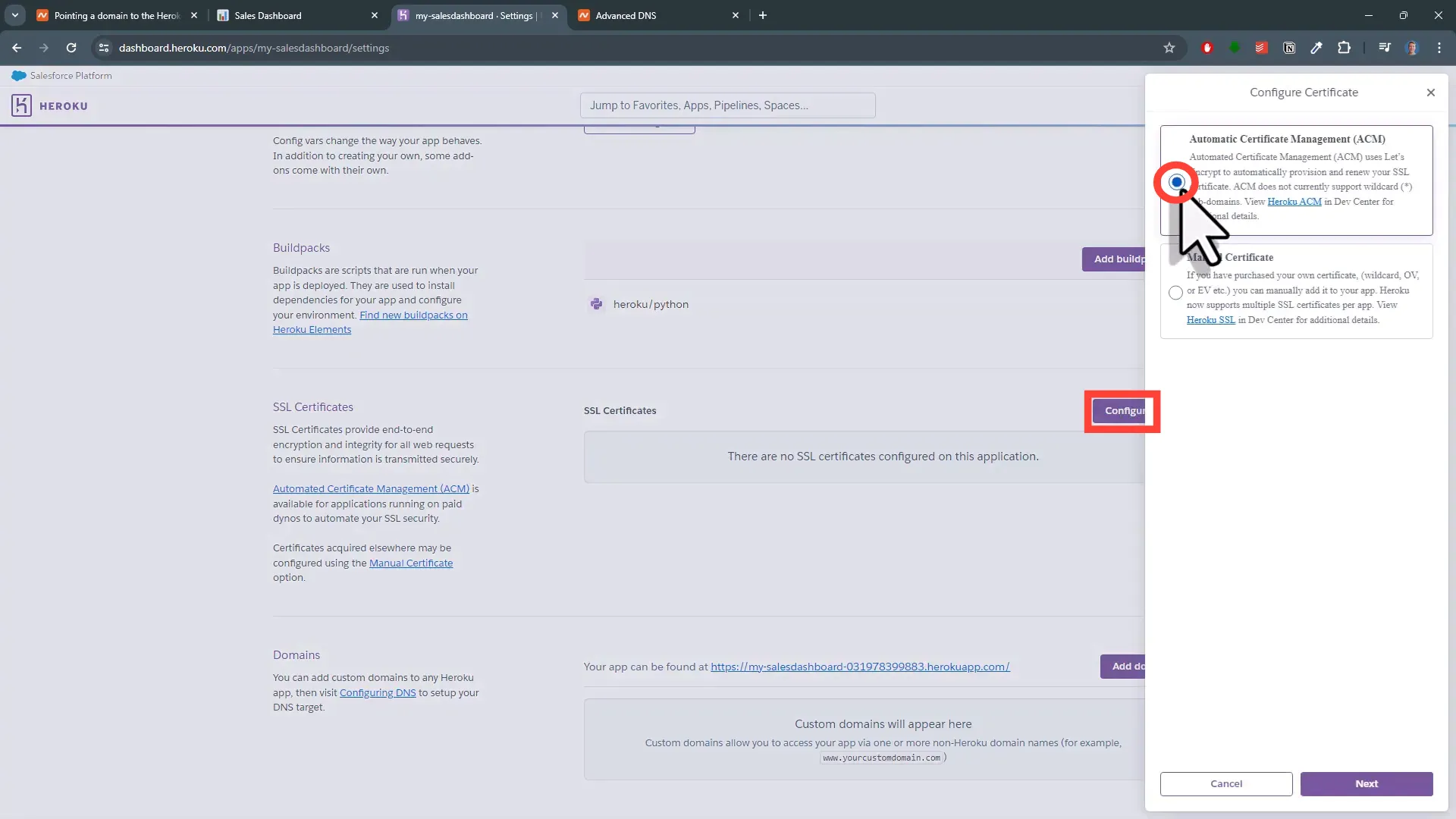 Configuring SSL in Heroku