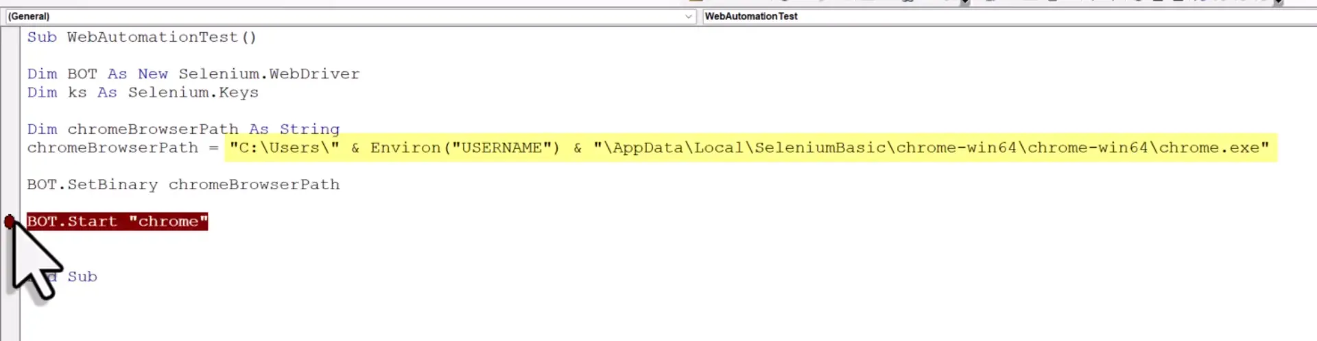Initializing the Selenium WebDriver