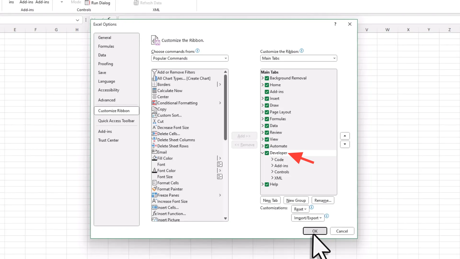 Creating a new Excel workbook