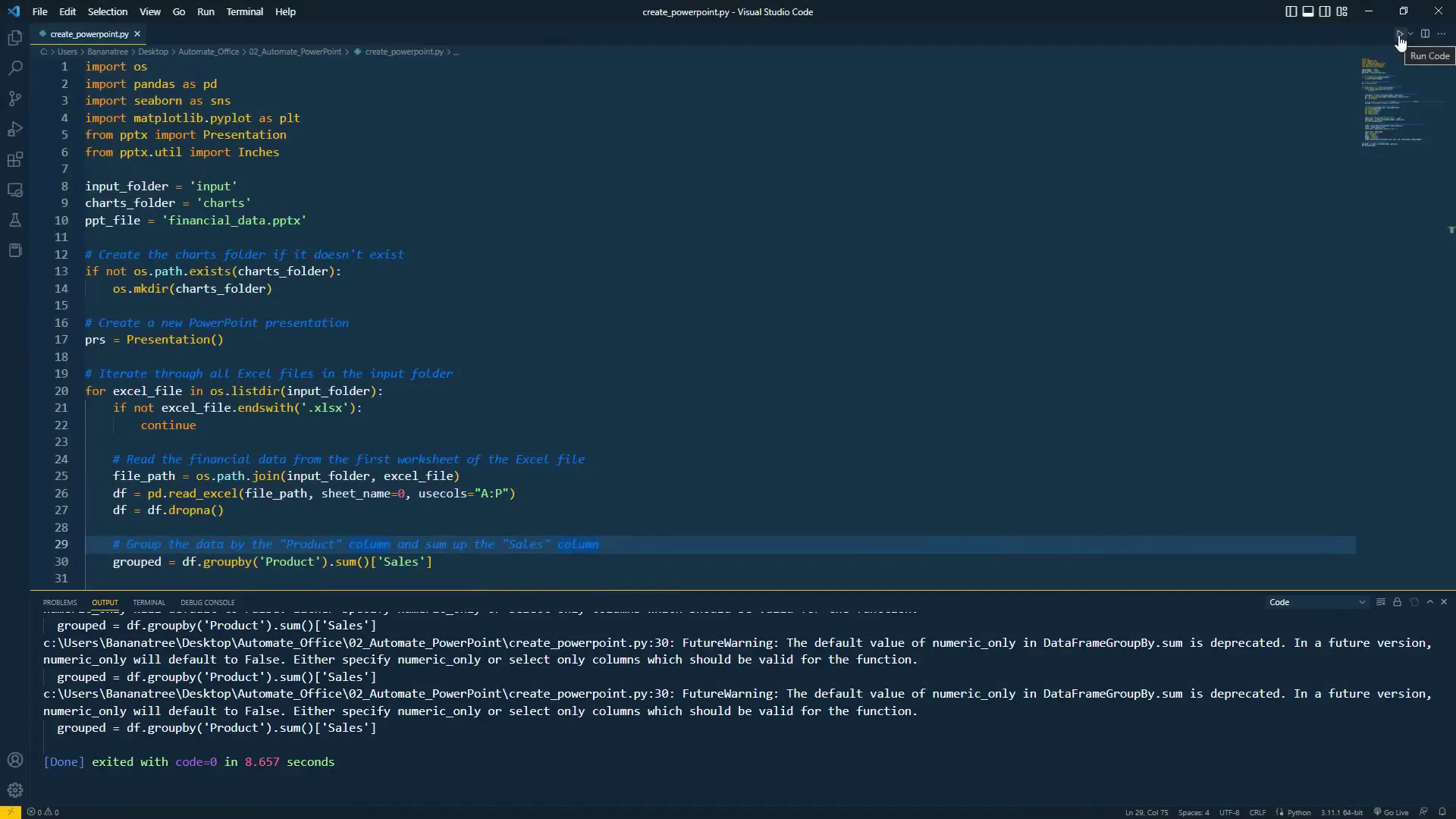 PowerPoint presentation with charts