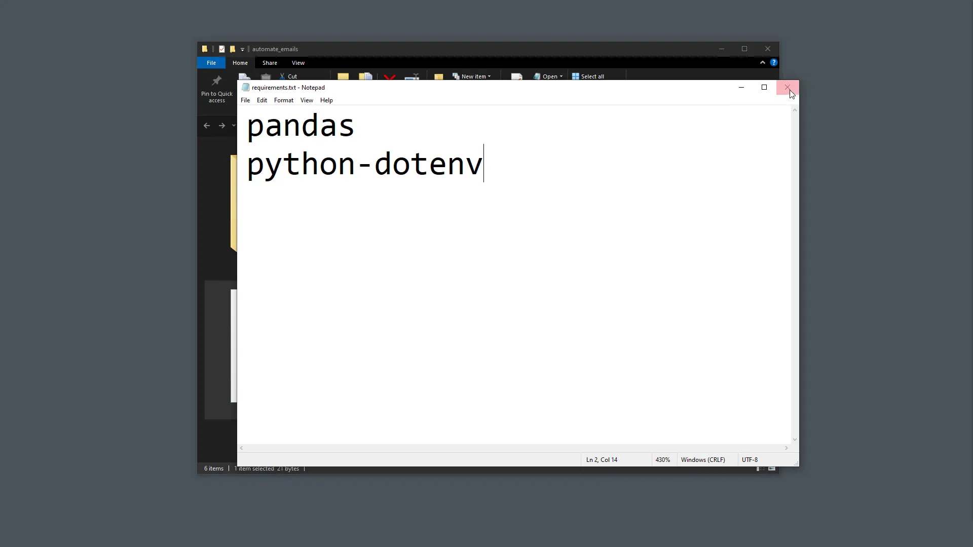 Creating requirements.txt file