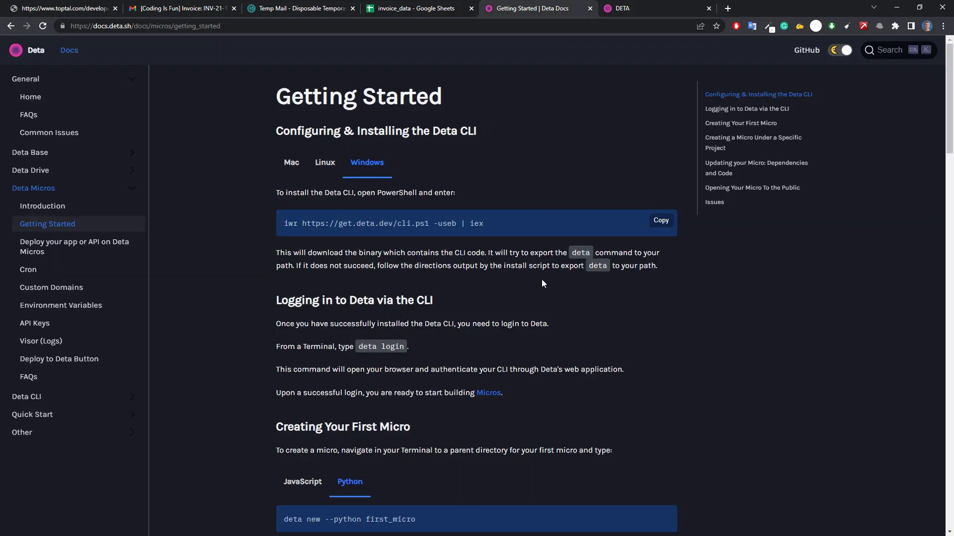 Setting up Deta cloud instance