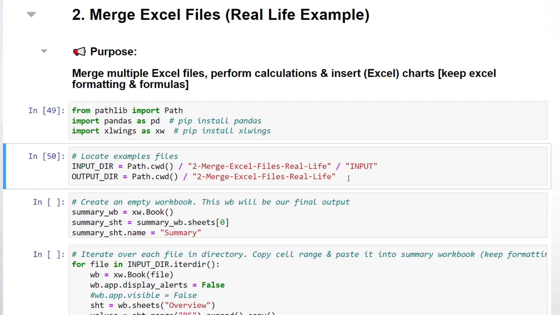 Creating a summary workbook
