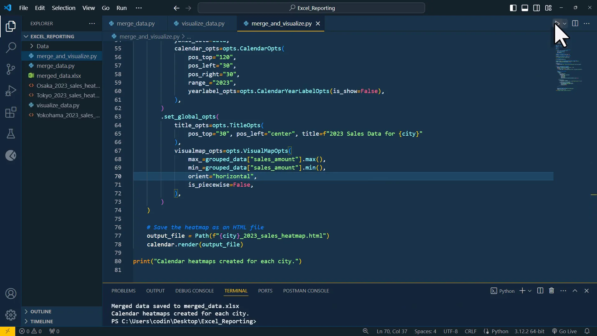 Final output with combined script
