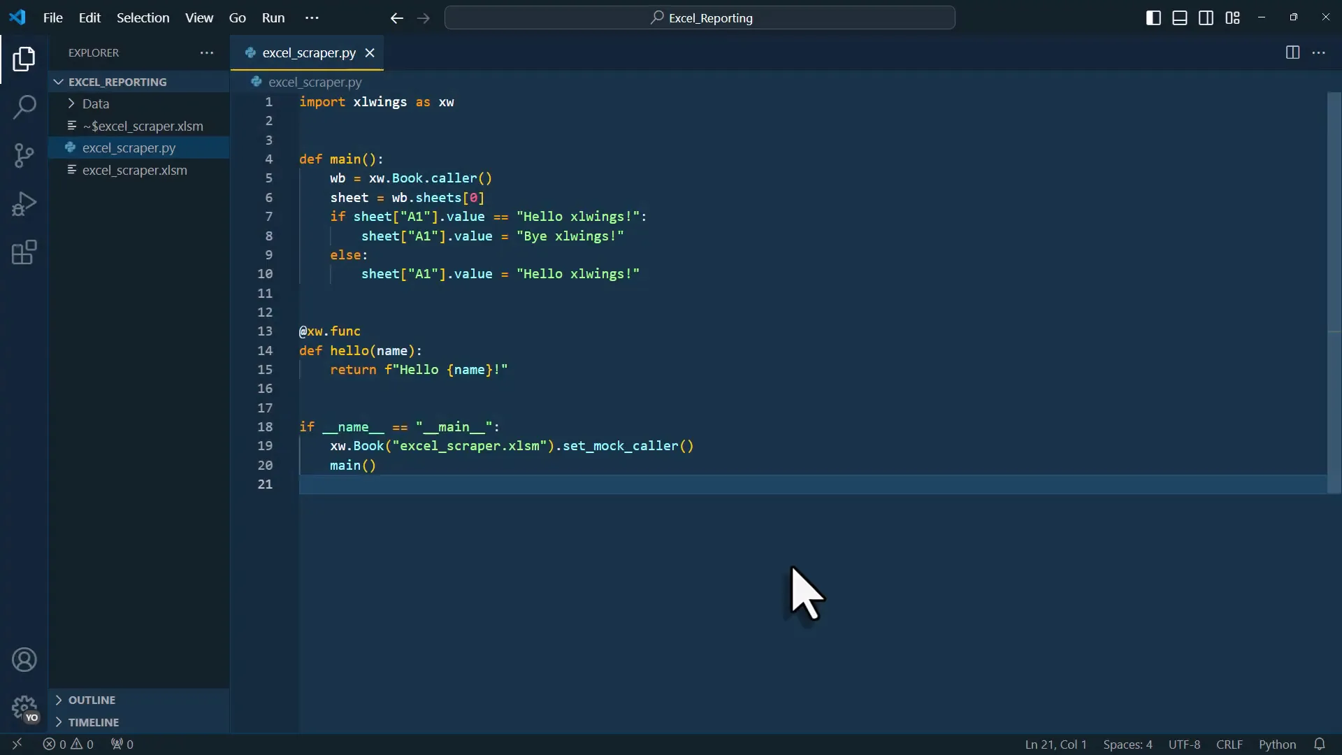 Writing Python code to scrape data from Excel