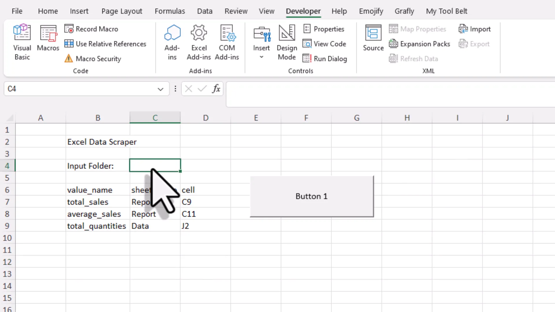 Setting up named ranges and tables in Excel