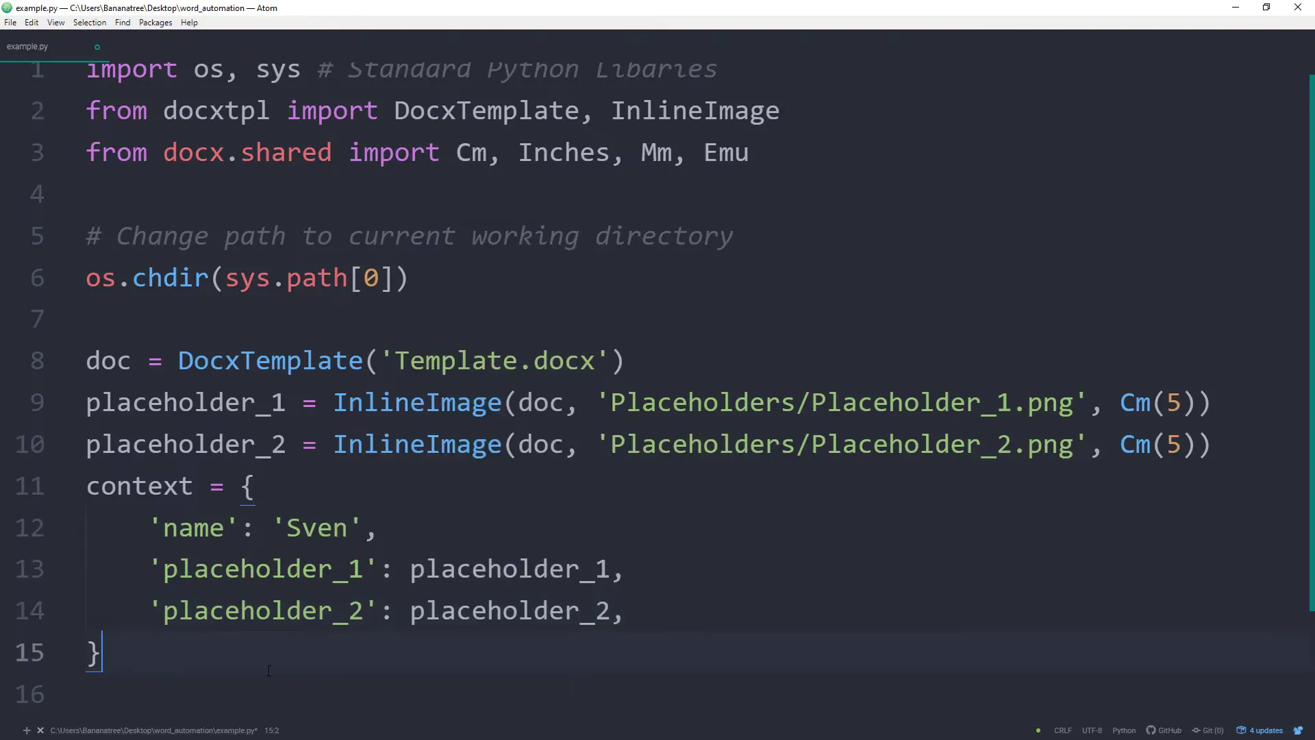 Python script to automate Word documents