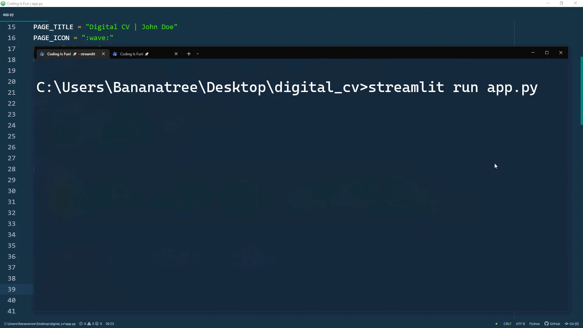 Running the Streamlit app