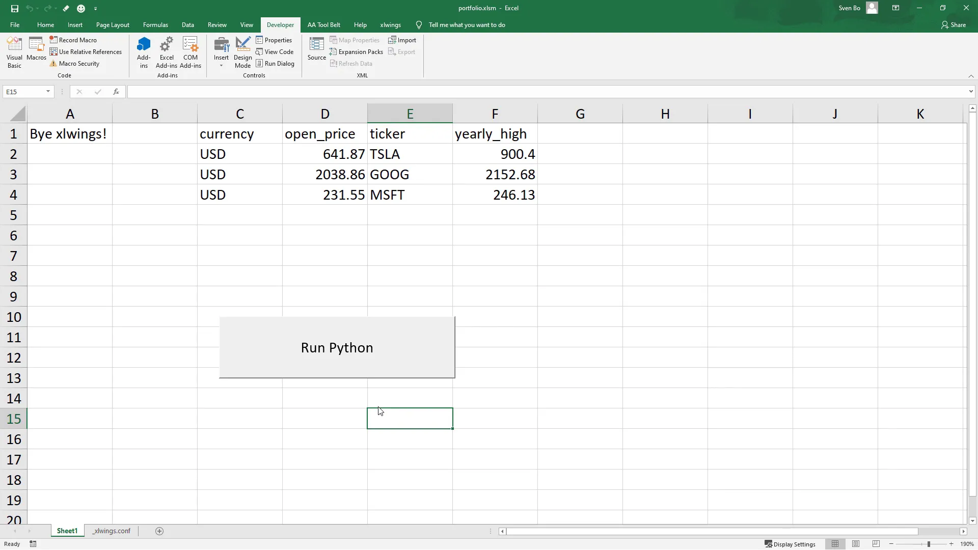 Customizing the portfolio tracker