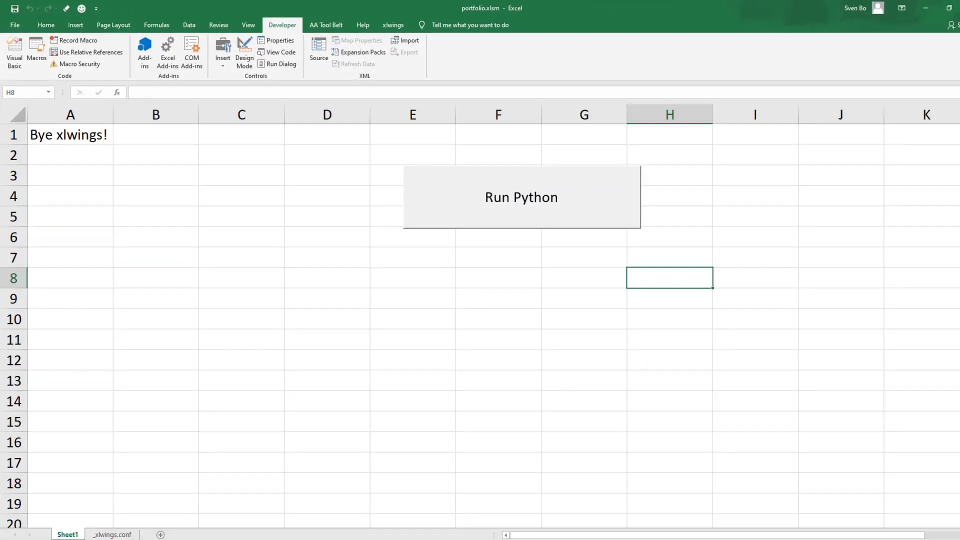 Executing Python scripts in Excel