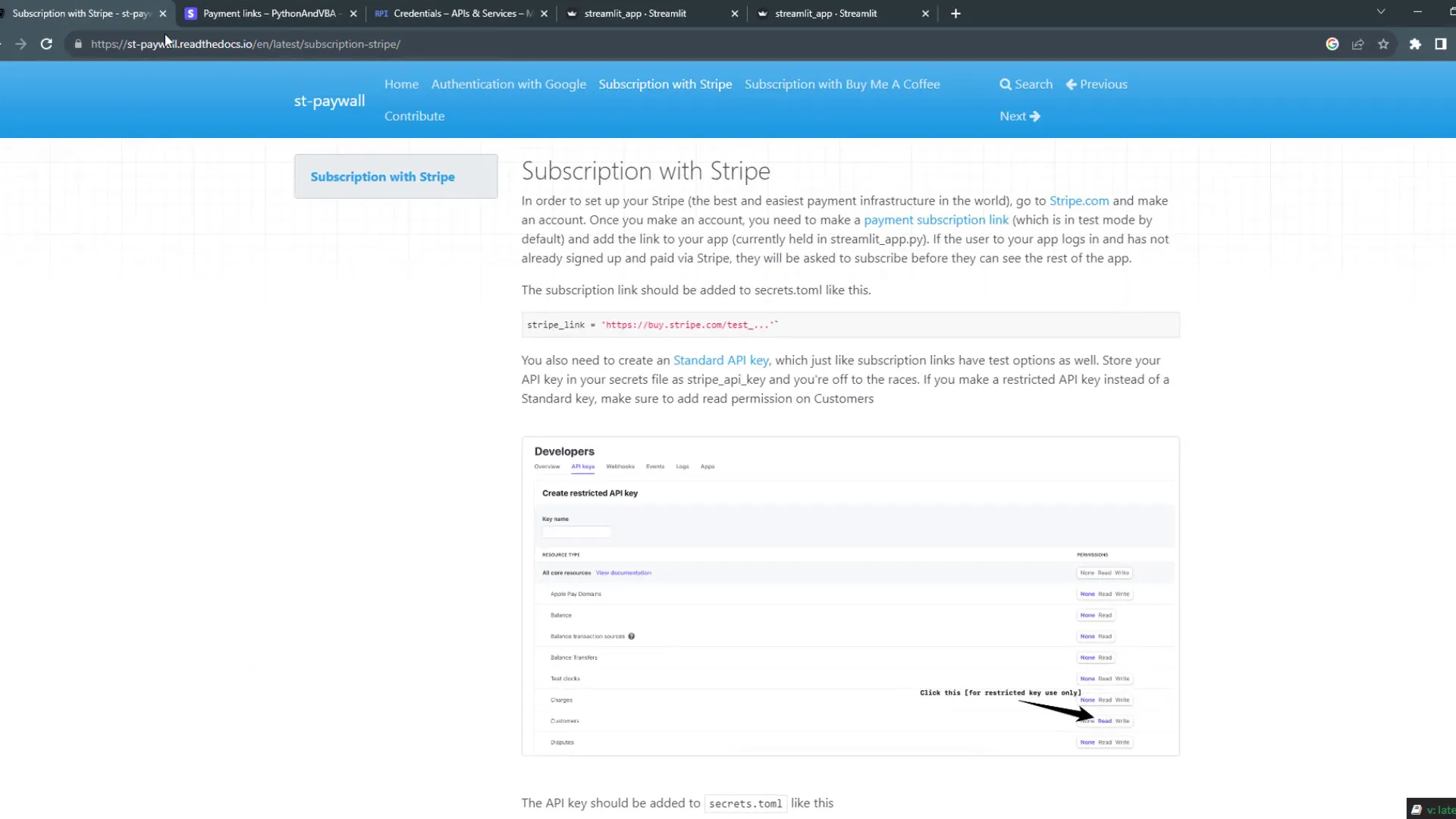 Creating Stripe API key