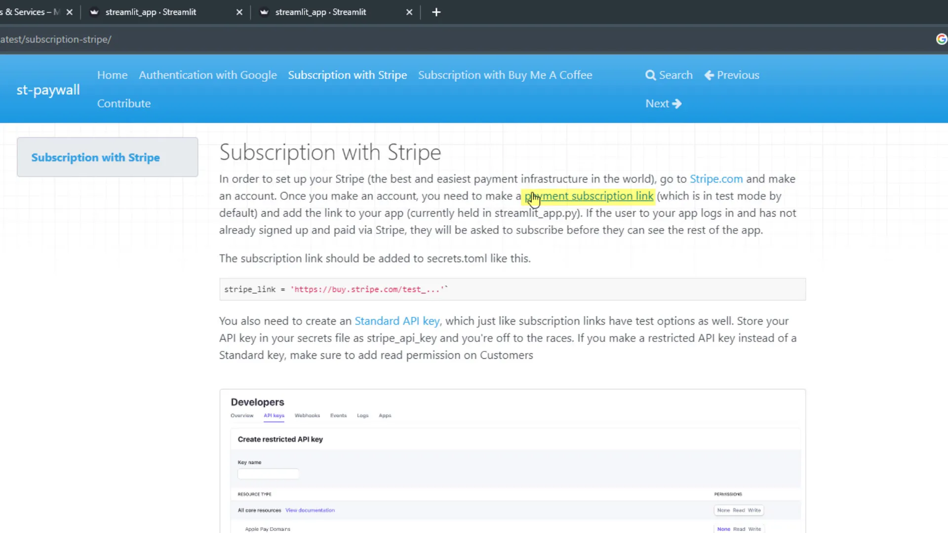 Setting up Stripe payment link