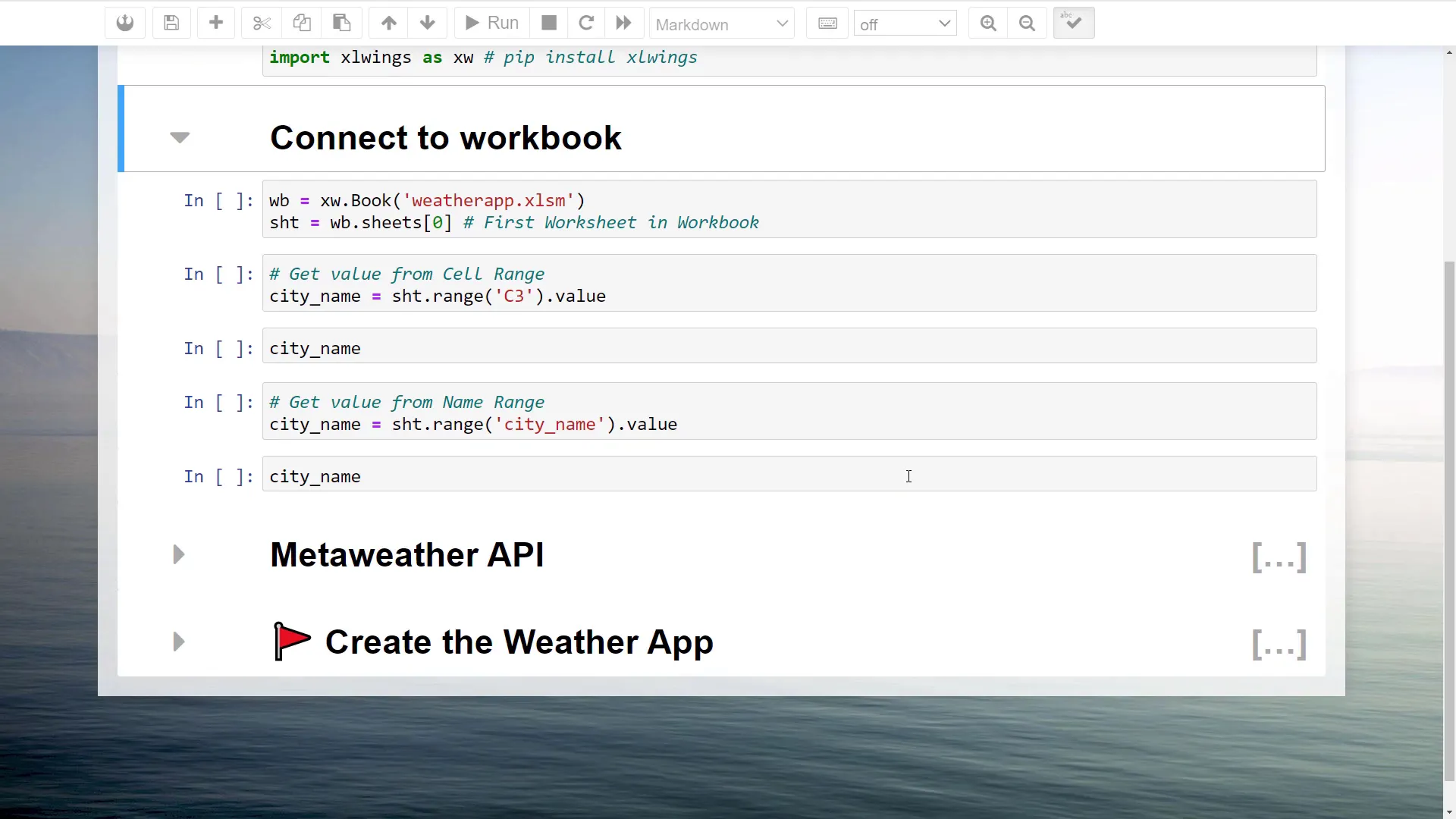 Connecting to the Excel workbook with xlwings