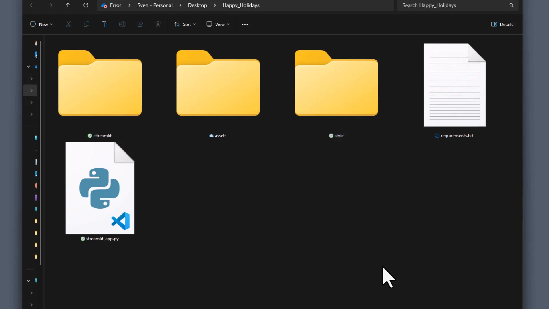 Folder structure for Streamlit app