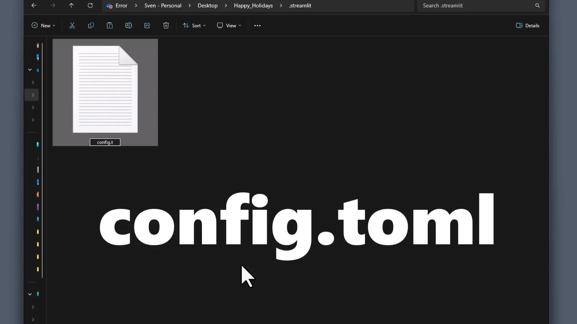 Creating config.toml file