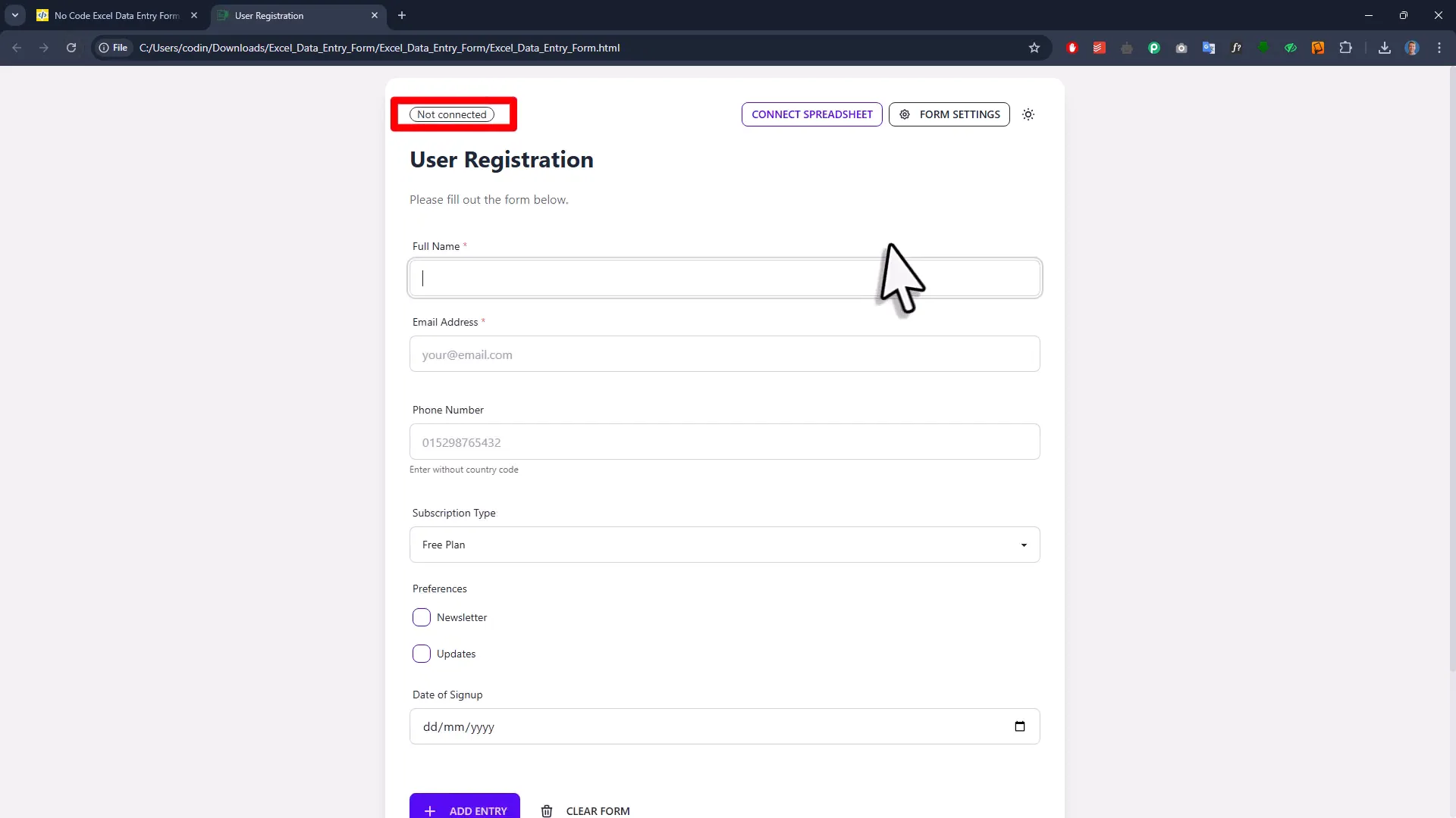 Reconnecting form to spreadsheet after page refresh