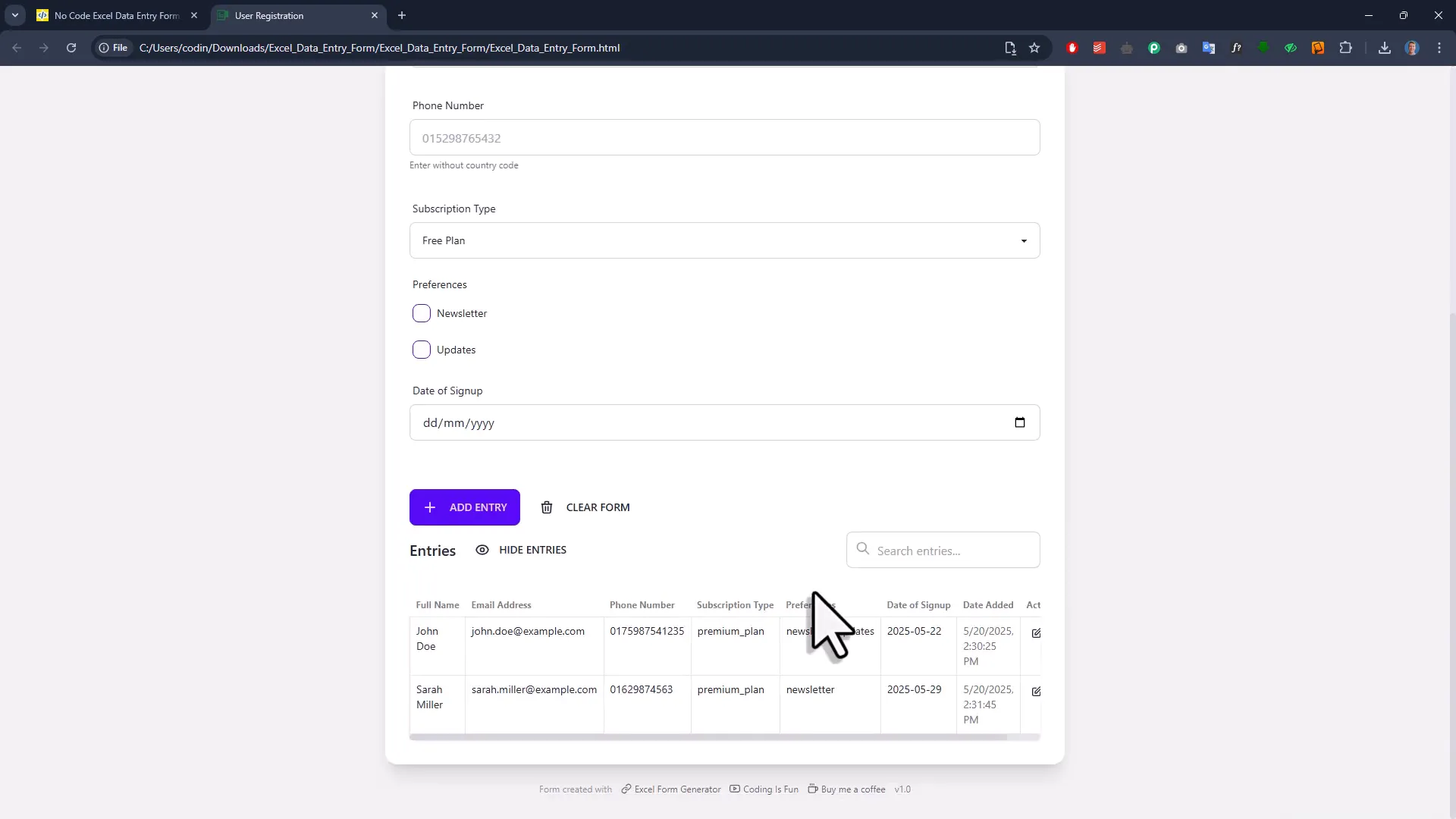 Adding second entry without save prompt