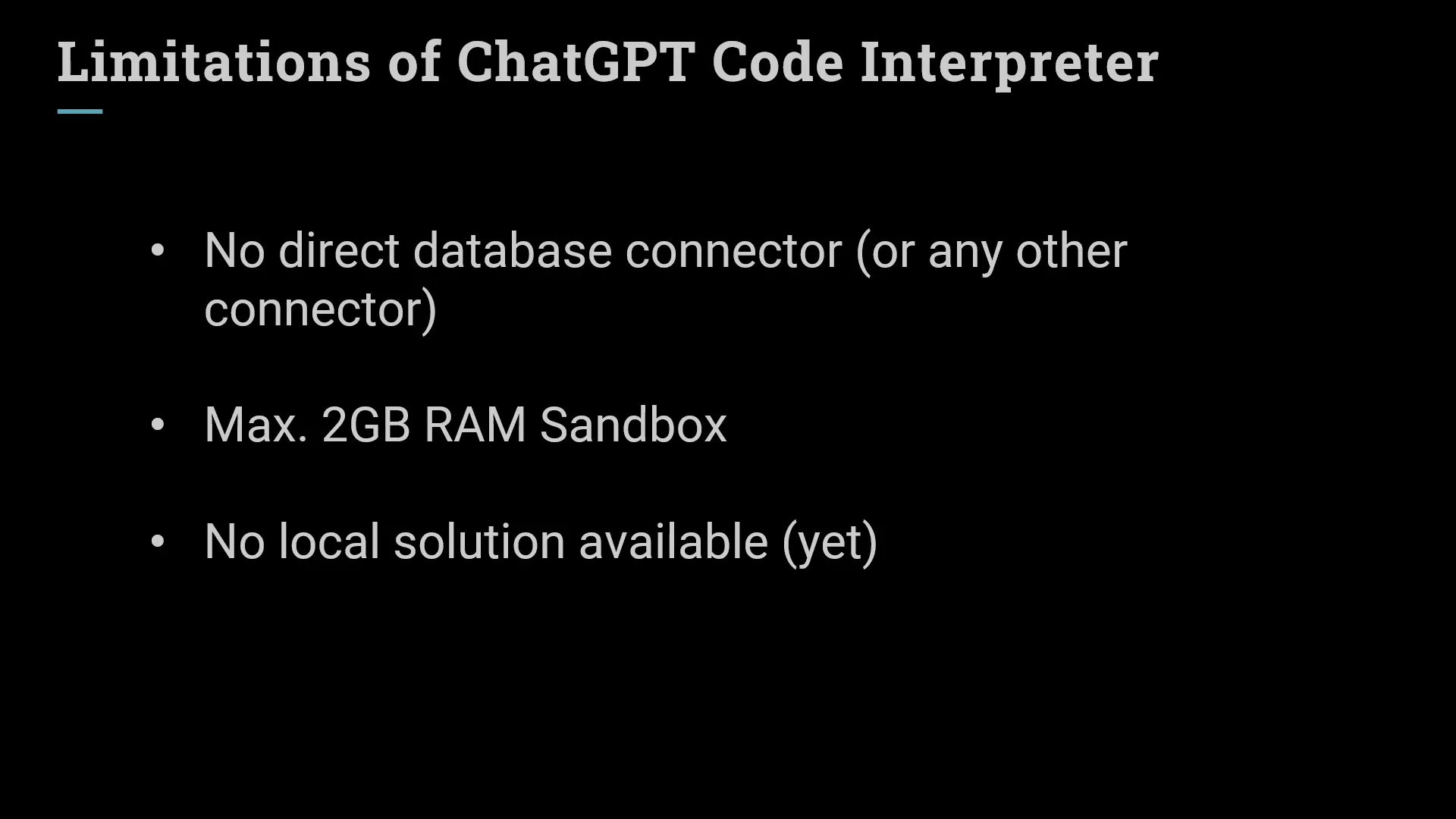 Discussion on limitations of the Code Interpreter