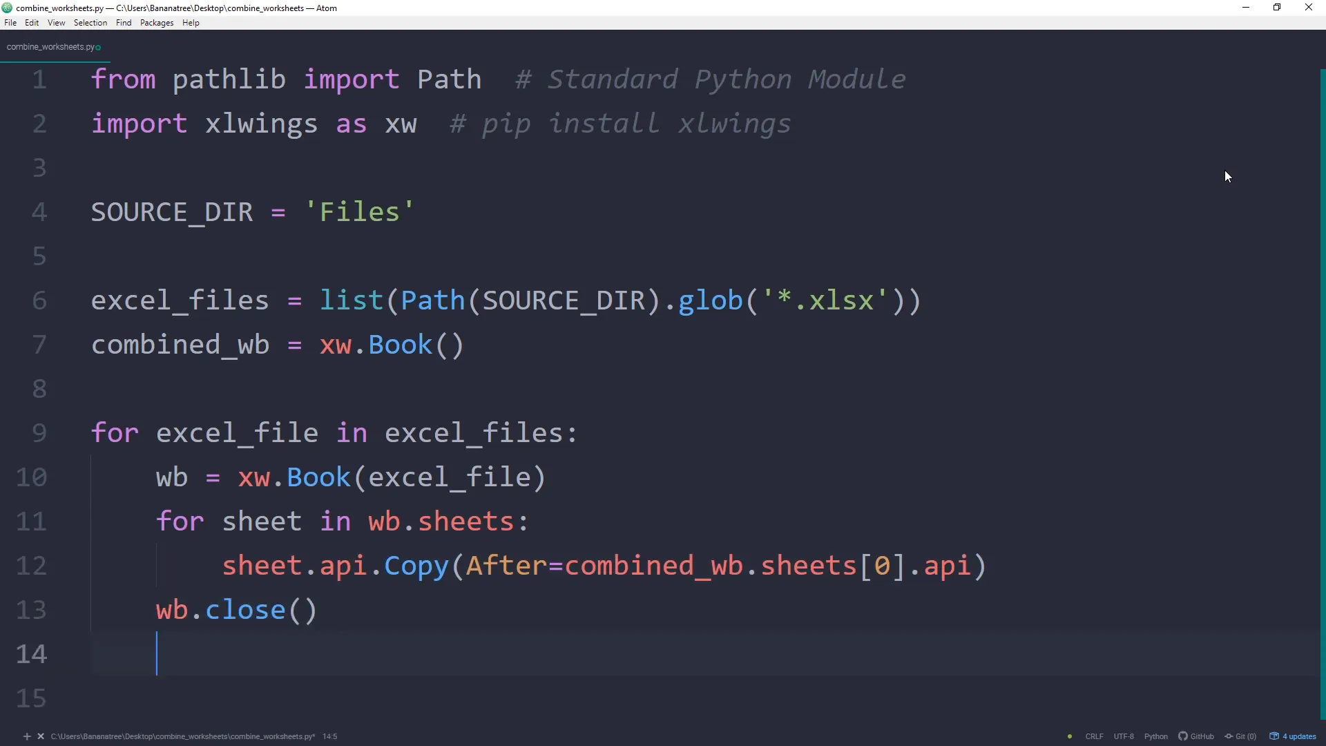 Iterating over each Excel file