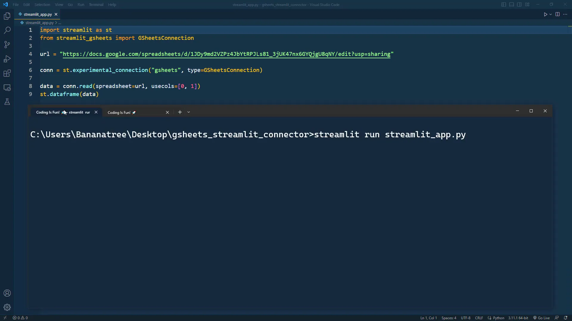 Running Streamlit app