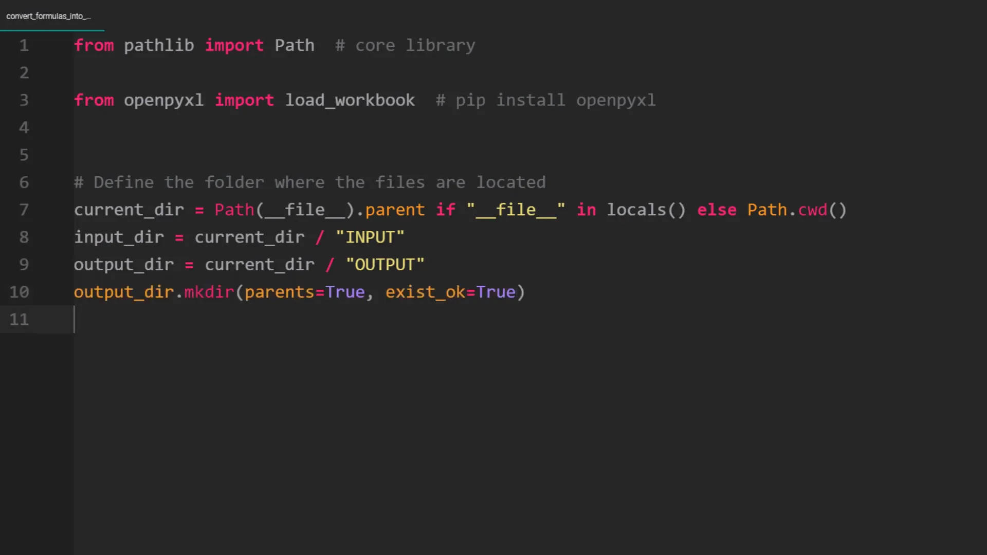 Setting up input and output folder