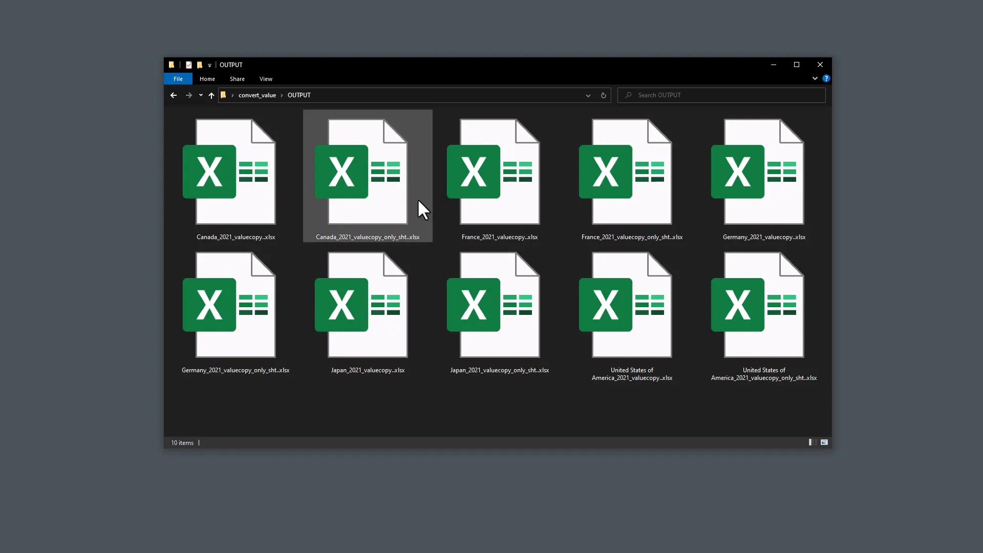 Execution time for conversion