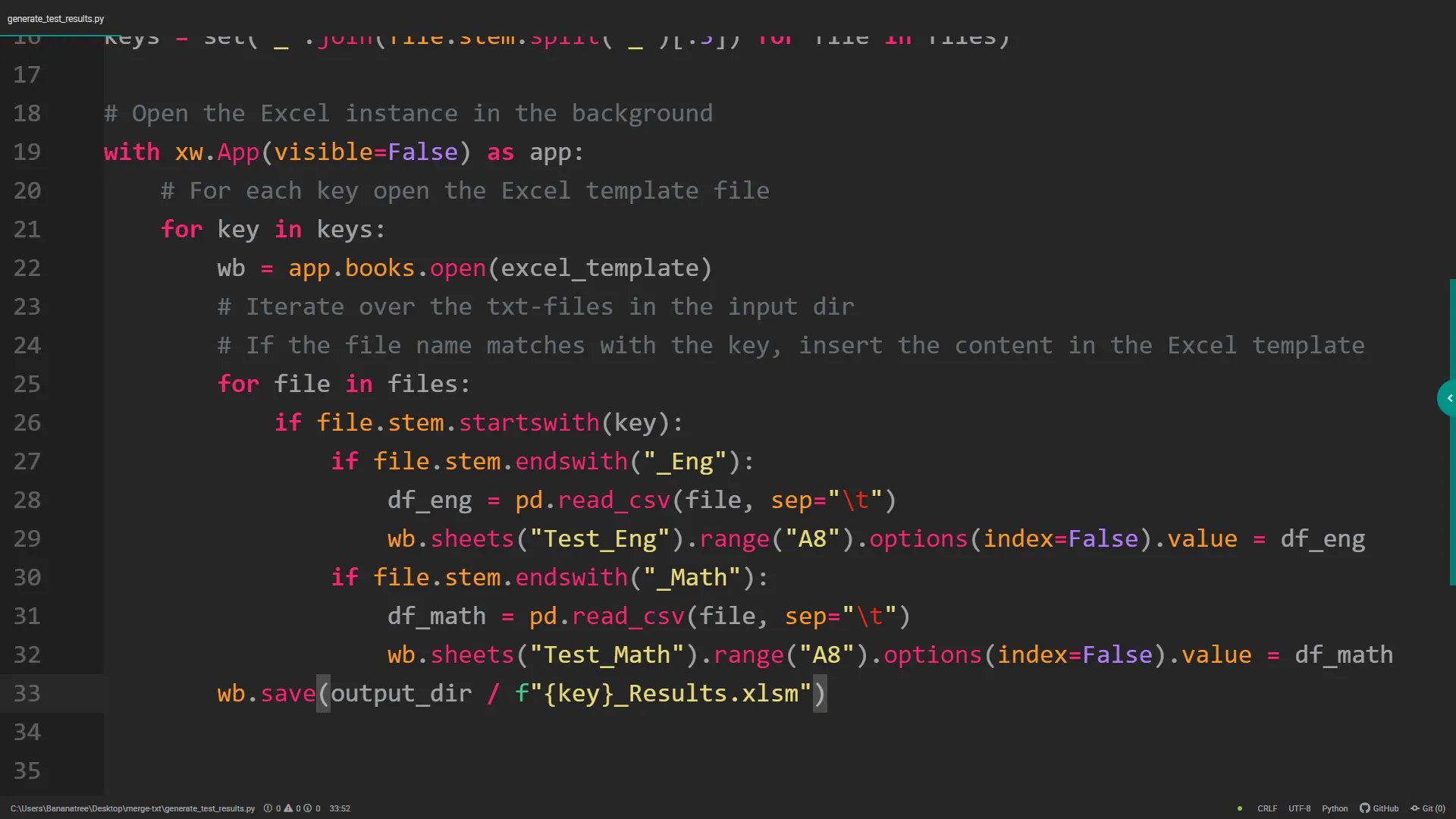 Saving results to output directory