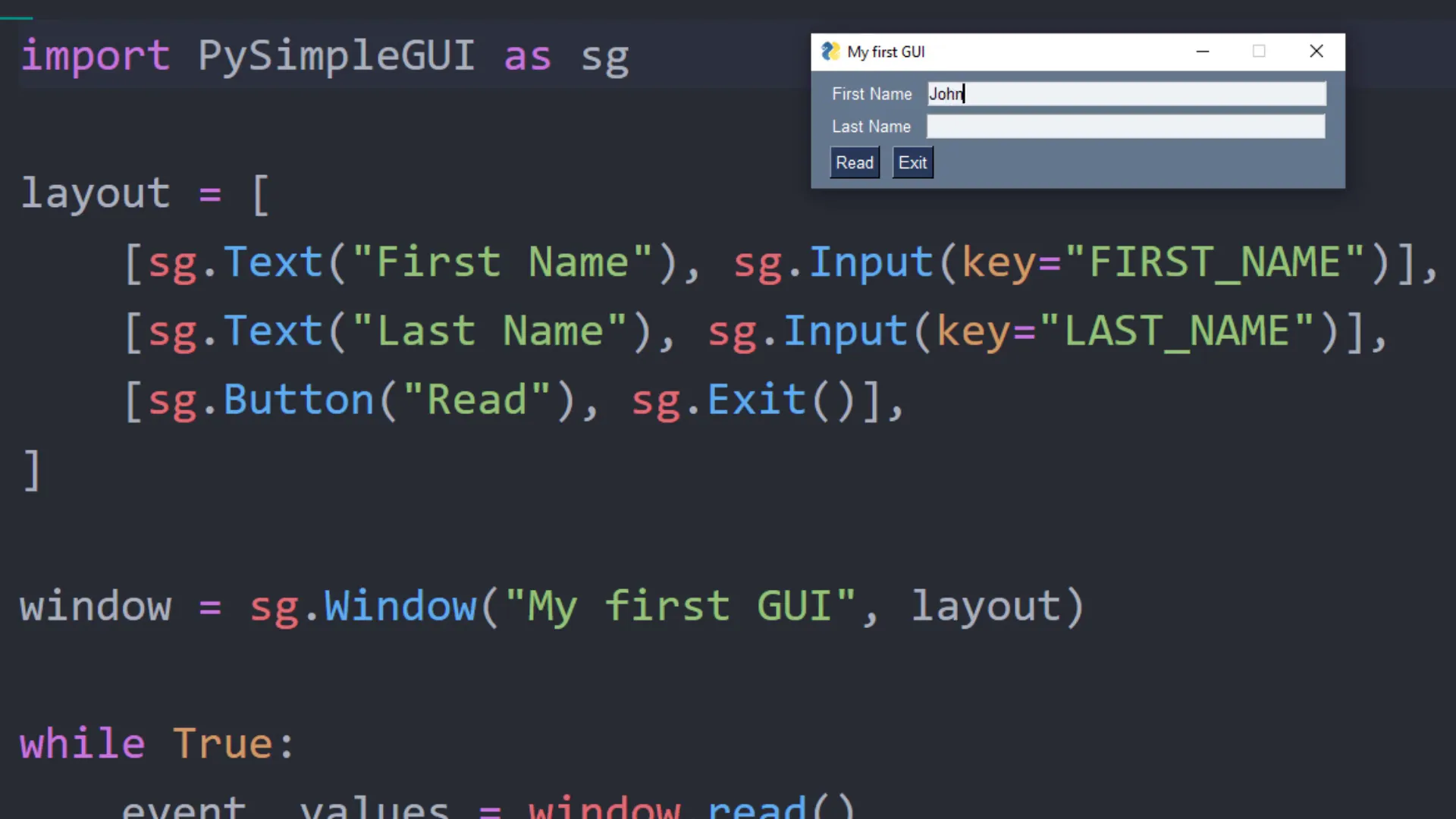 Creating a simple GUI with PySimpleGUI