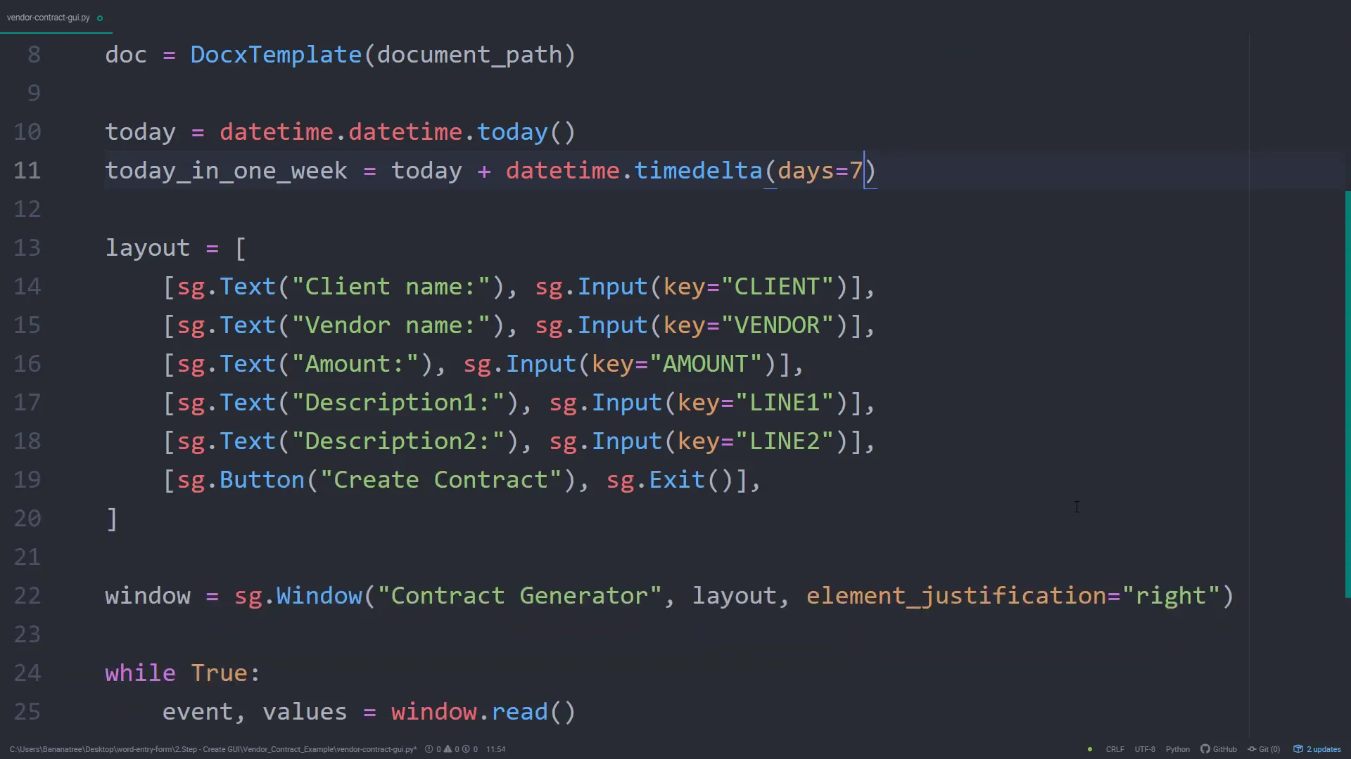 Combining GUI with docxtpl