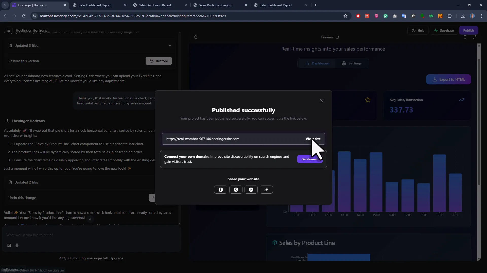 Publishing dashboard and connecting custom domain
