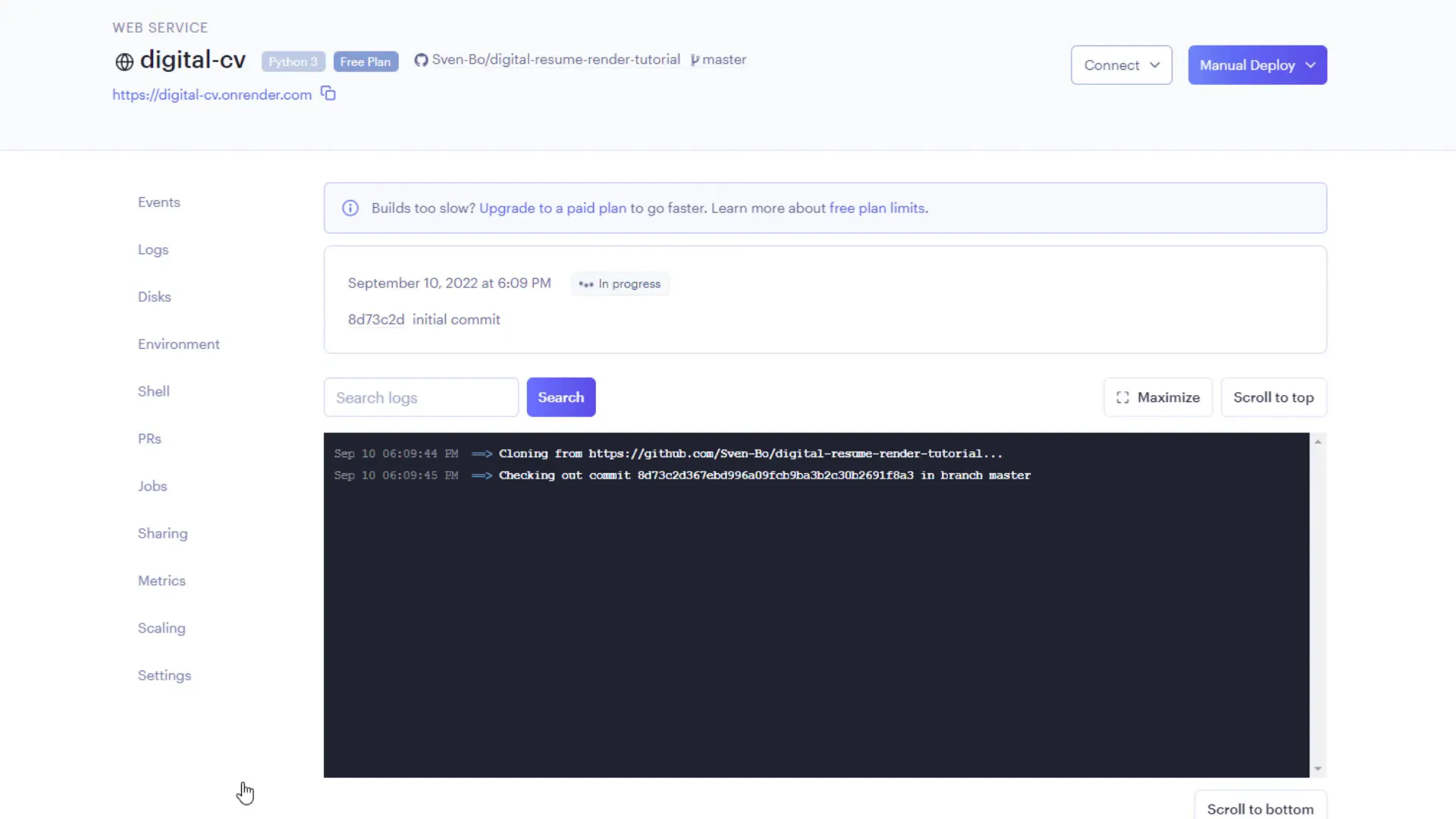 Render deployment logs