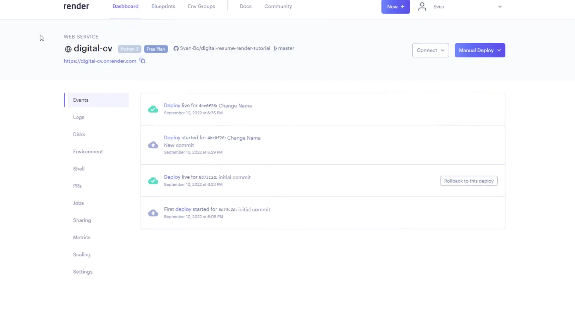 Updating live website