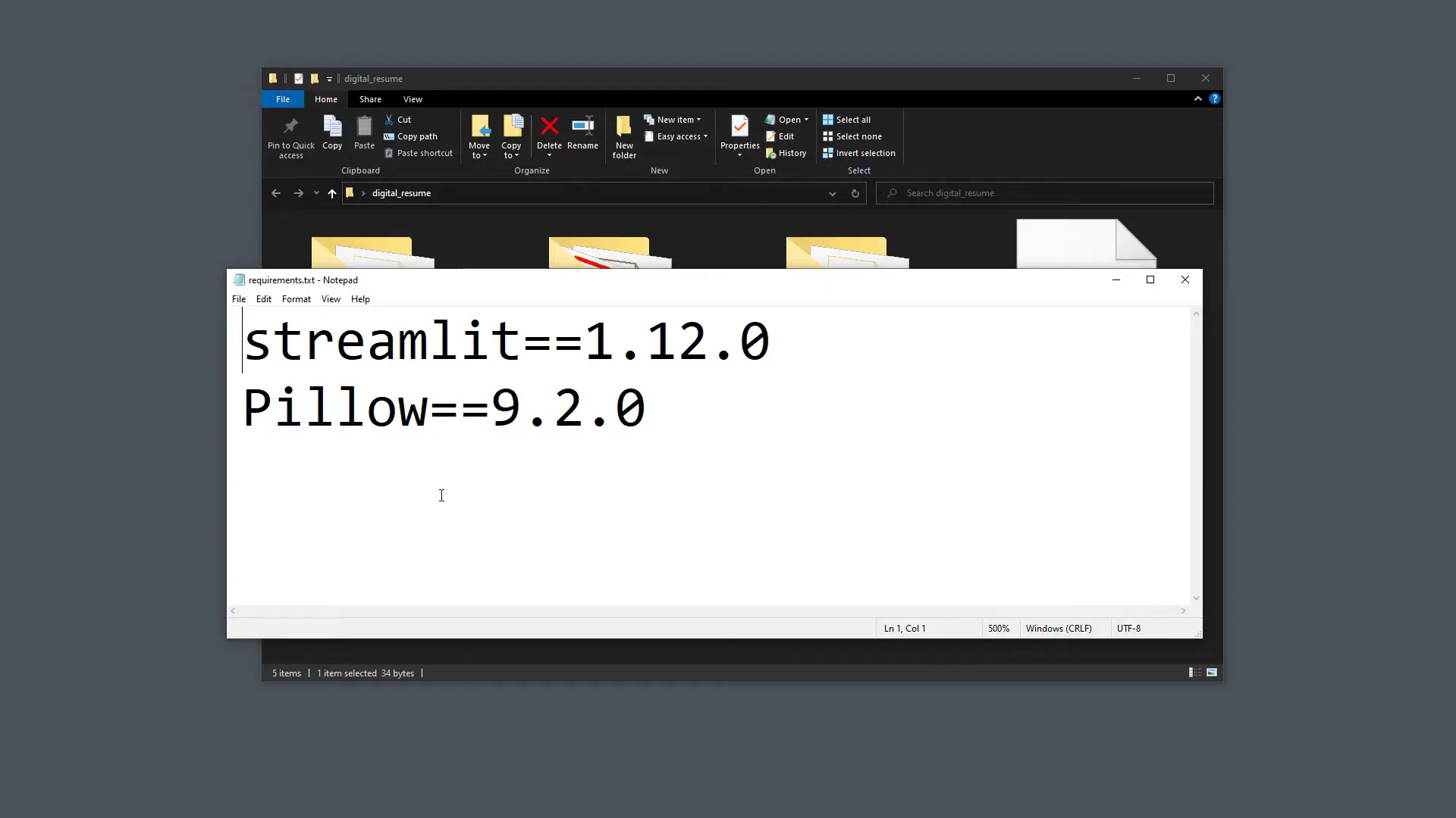 Creating requirements.txt file