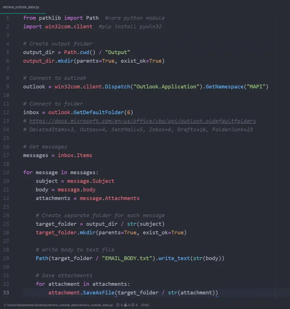 Creating individual folders for each email