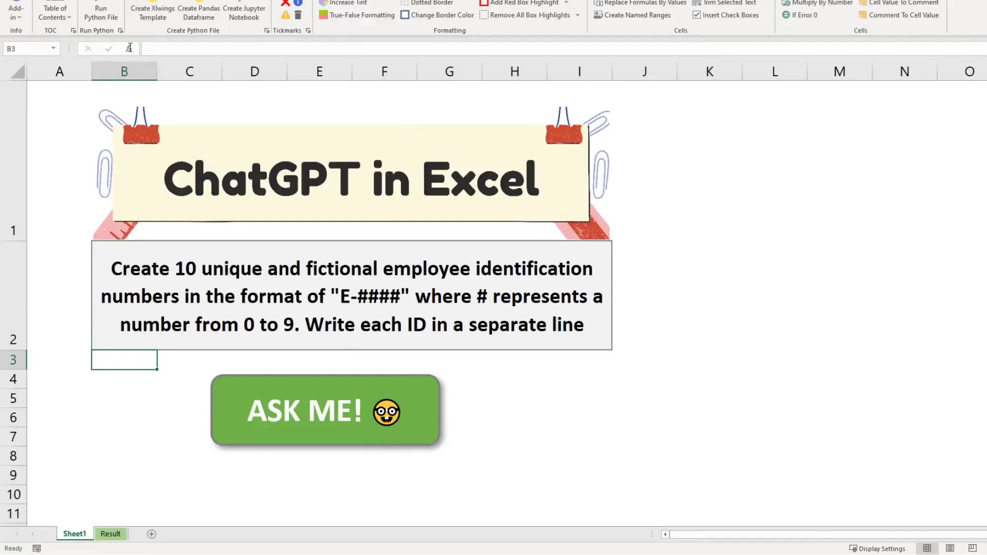Generating sample data for employee IDs