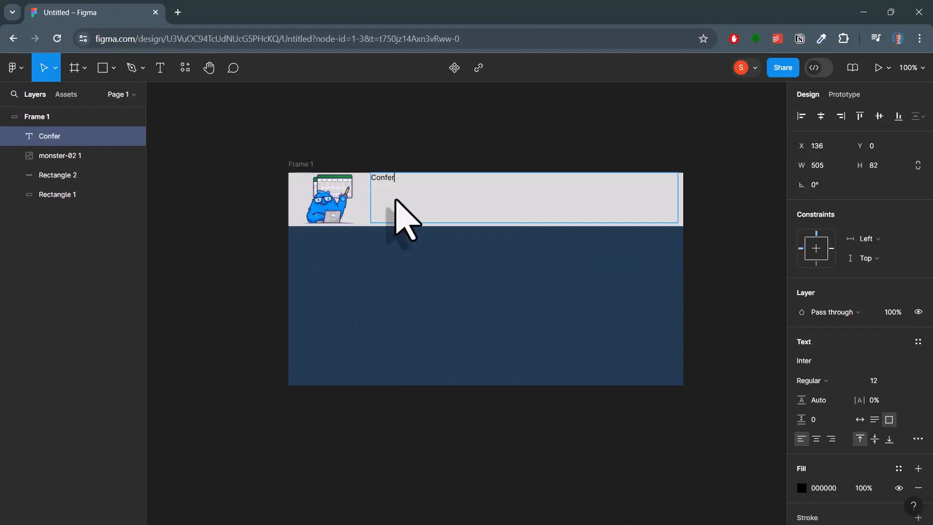 Adding title and image to the header in Figma