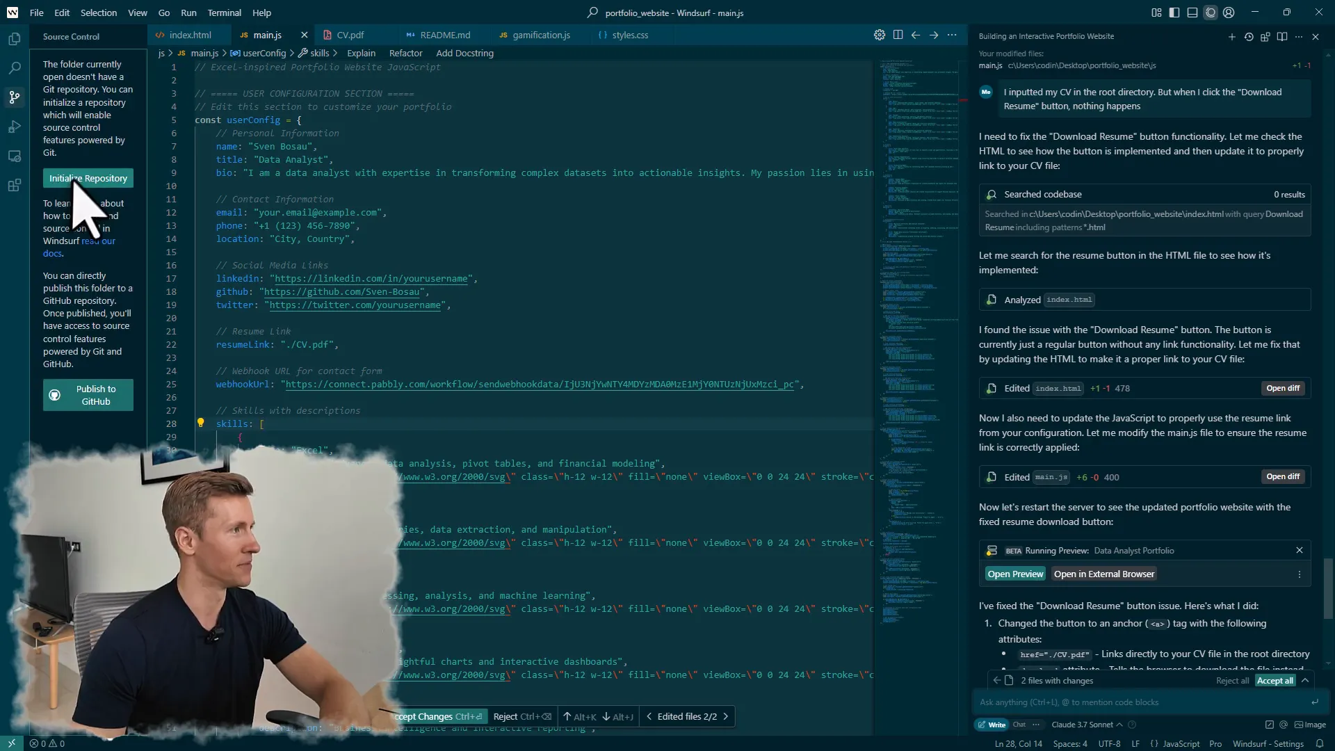 Publishing website to GitHub and enabling GitHub Pages