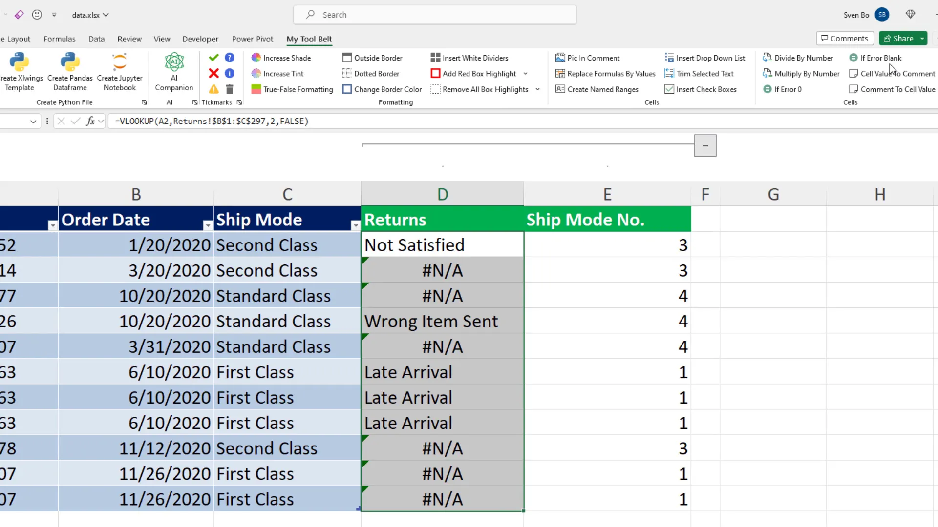 Using IFERROR with VLOOKUP