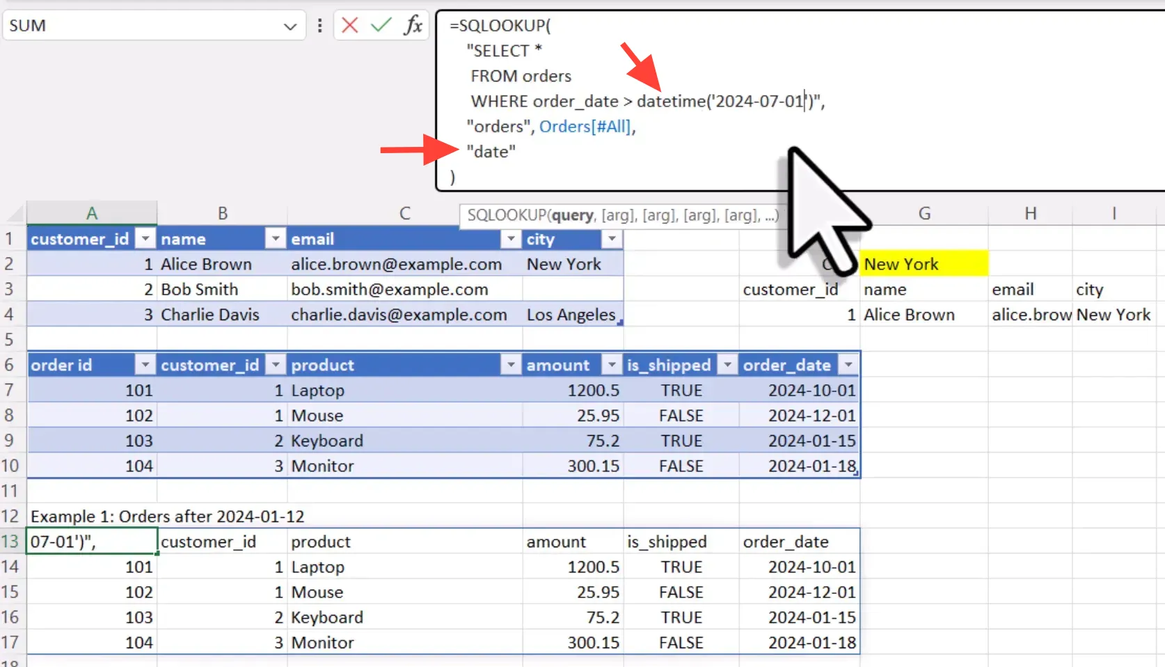Filtered orders by date