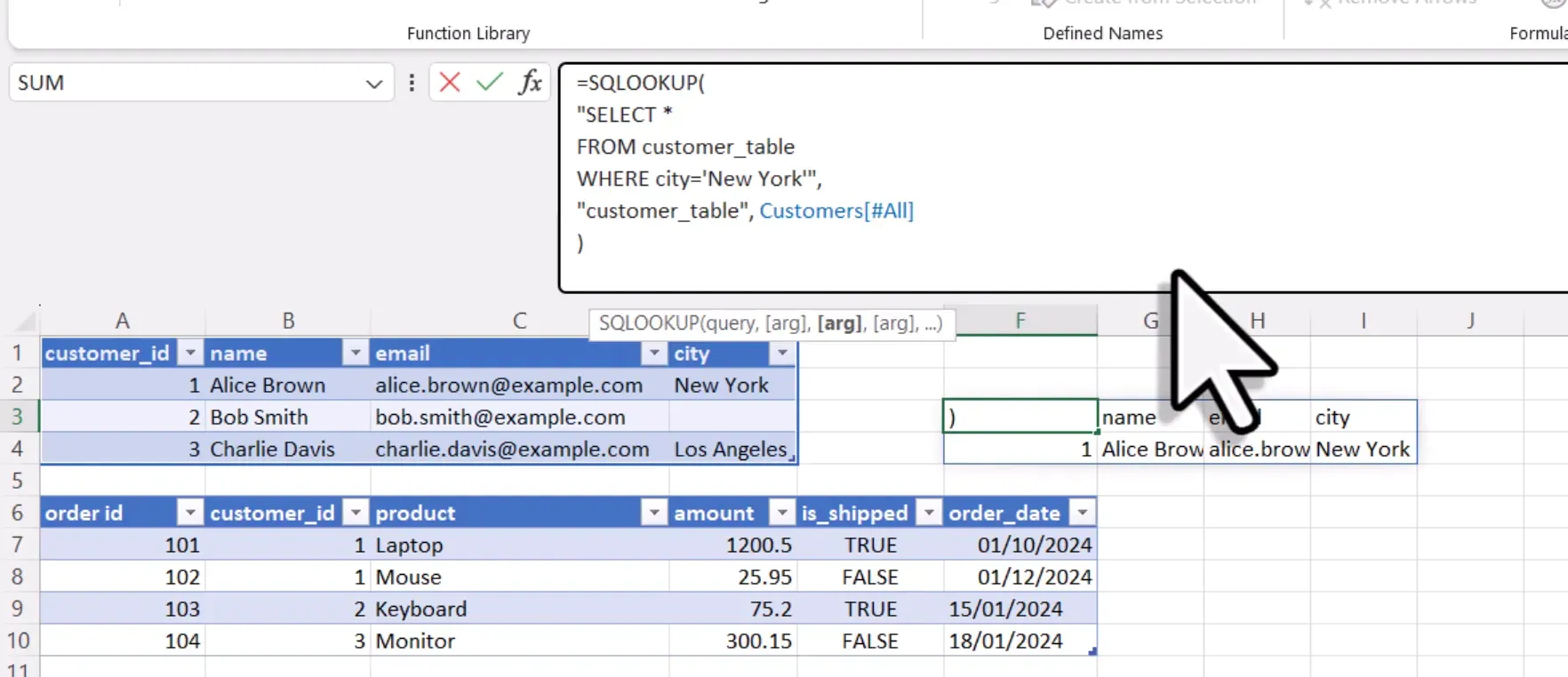 Multiple lines SQL statement