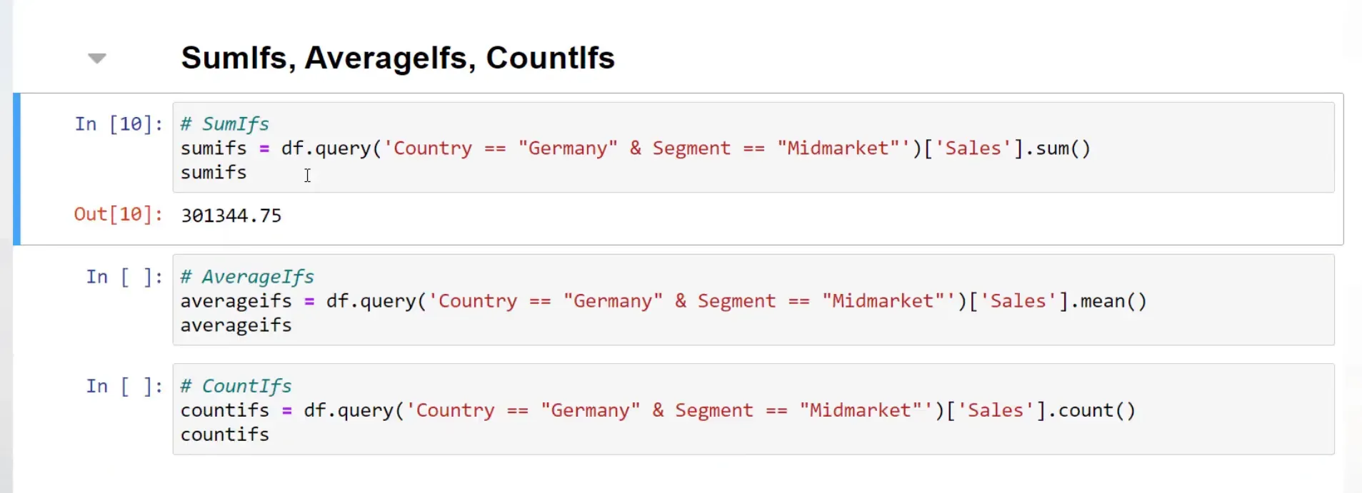 Calculating sum of sales for Germany in Midmarket Segment
