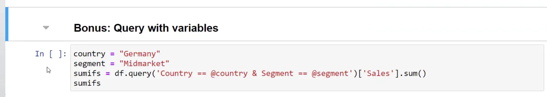 Using variables in query function