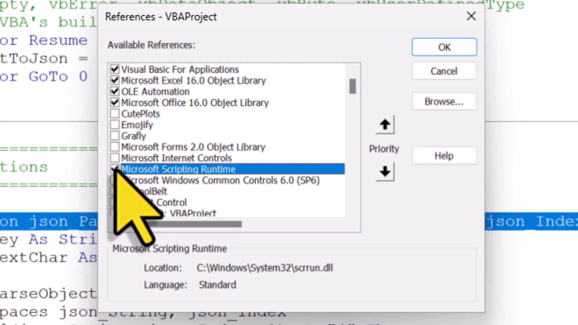 Activating Microsoft Scripting Runtime