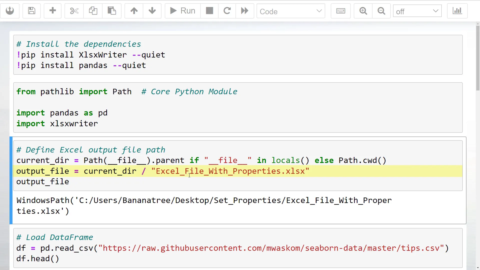 Creating a sample DataFrame