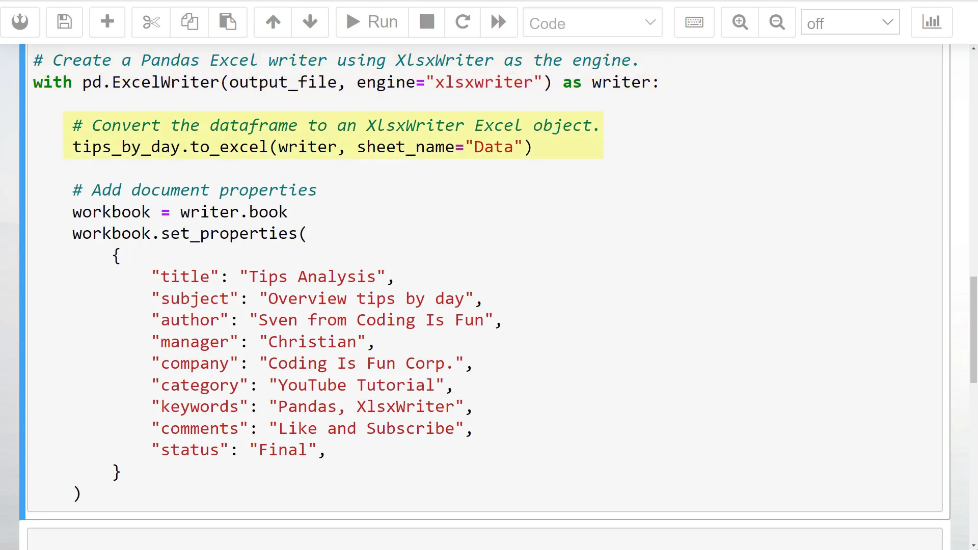 Using to_excel method with writer object